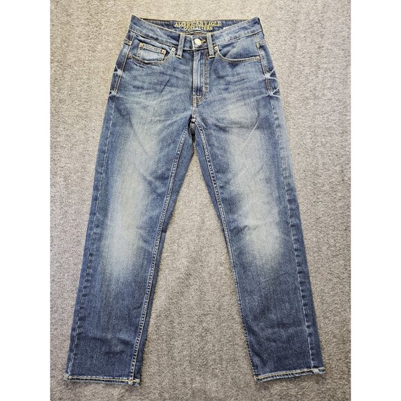 American Eagle Jeans Mens Size 26x28 (27x27) Dark Wash Fade Active Flex Athletic - Picture 1 of 10